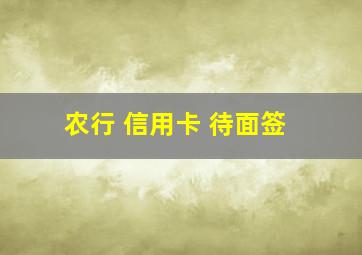 农行 信用卡 待面签